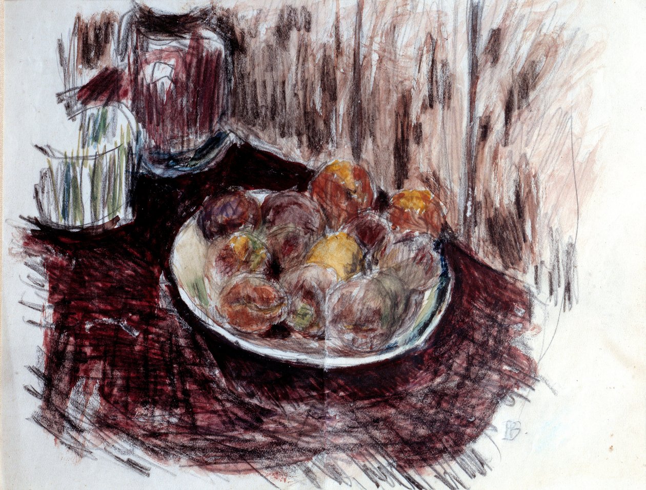 Naturaleza muerta con melocotones de Pierre Bonnard