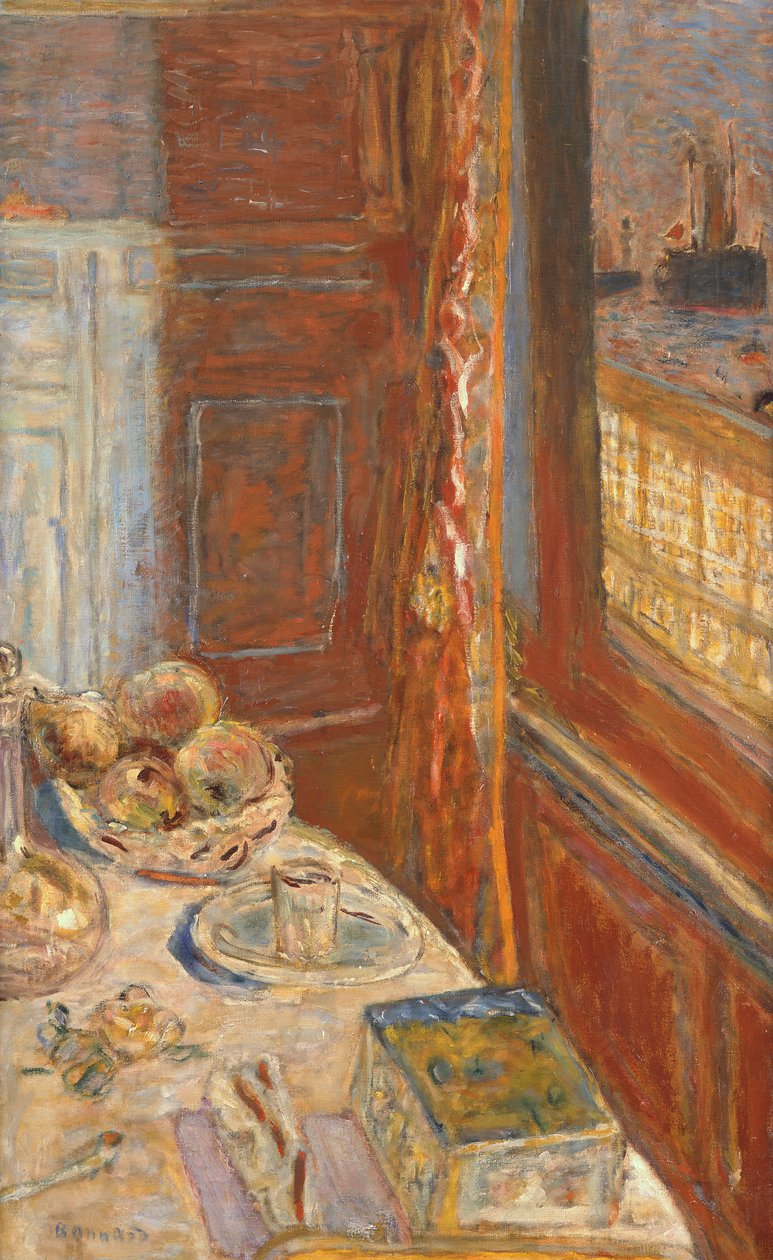 Naturaleza muerta con barcos vistos a través de la ventana, c.1906 de Pierre Bonnard