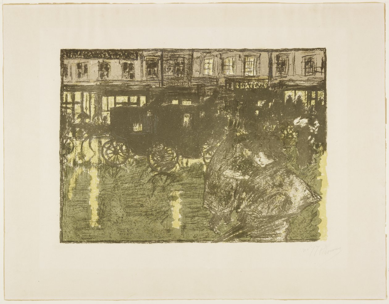 Calle de noche bajo la lluvia, c. 1896-1897 (publicado 1899) de Pierre Bonnard