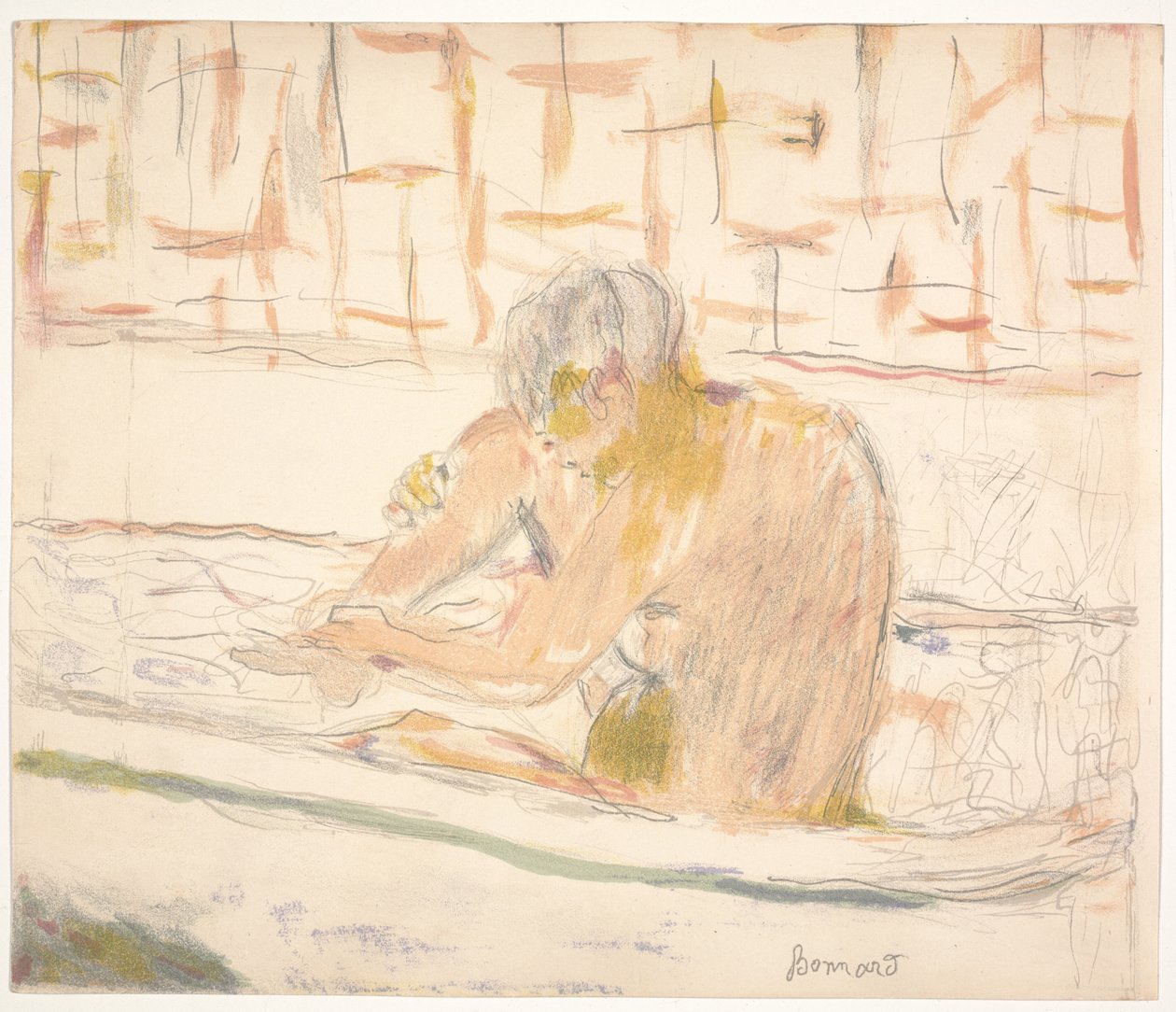 Mujer sentada en su baño de Pierre Bonnard