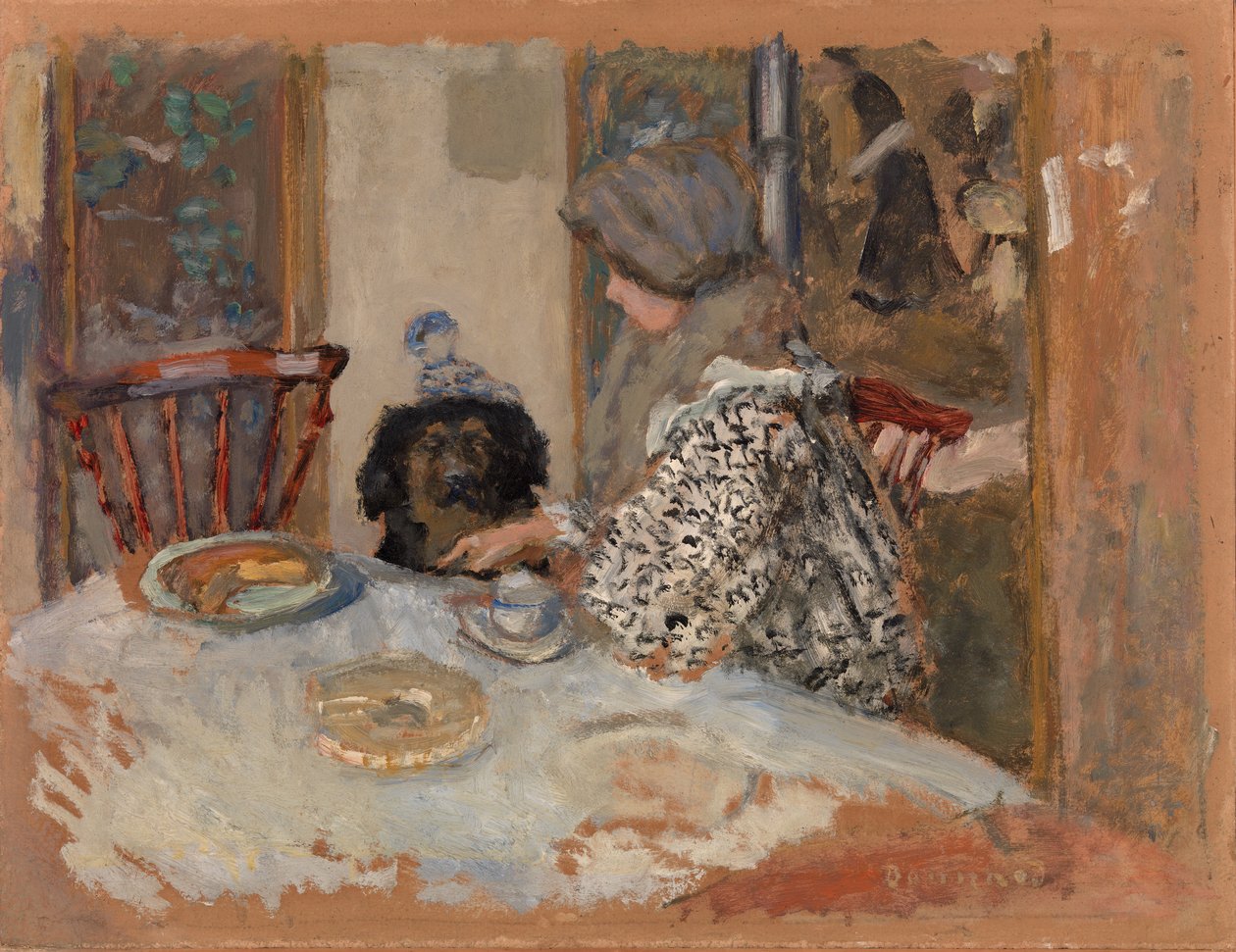 Mujer con perro o Mujer y perro en la mesa de Pierre Bonnard