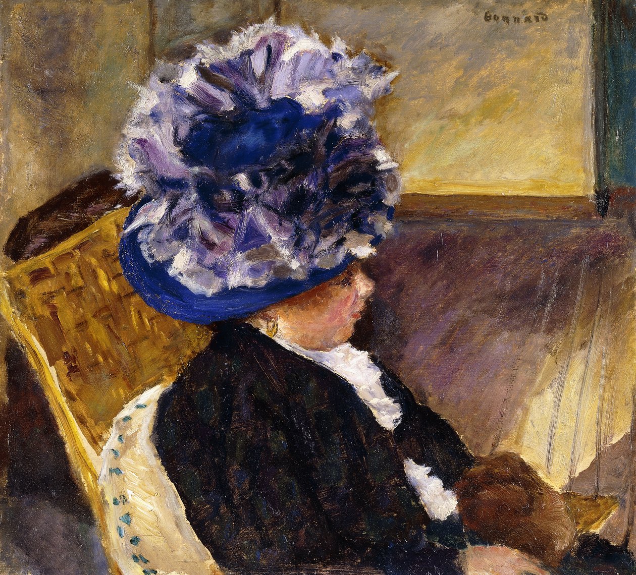 Joven mujer con sombrero azul de Pierre Bonnard