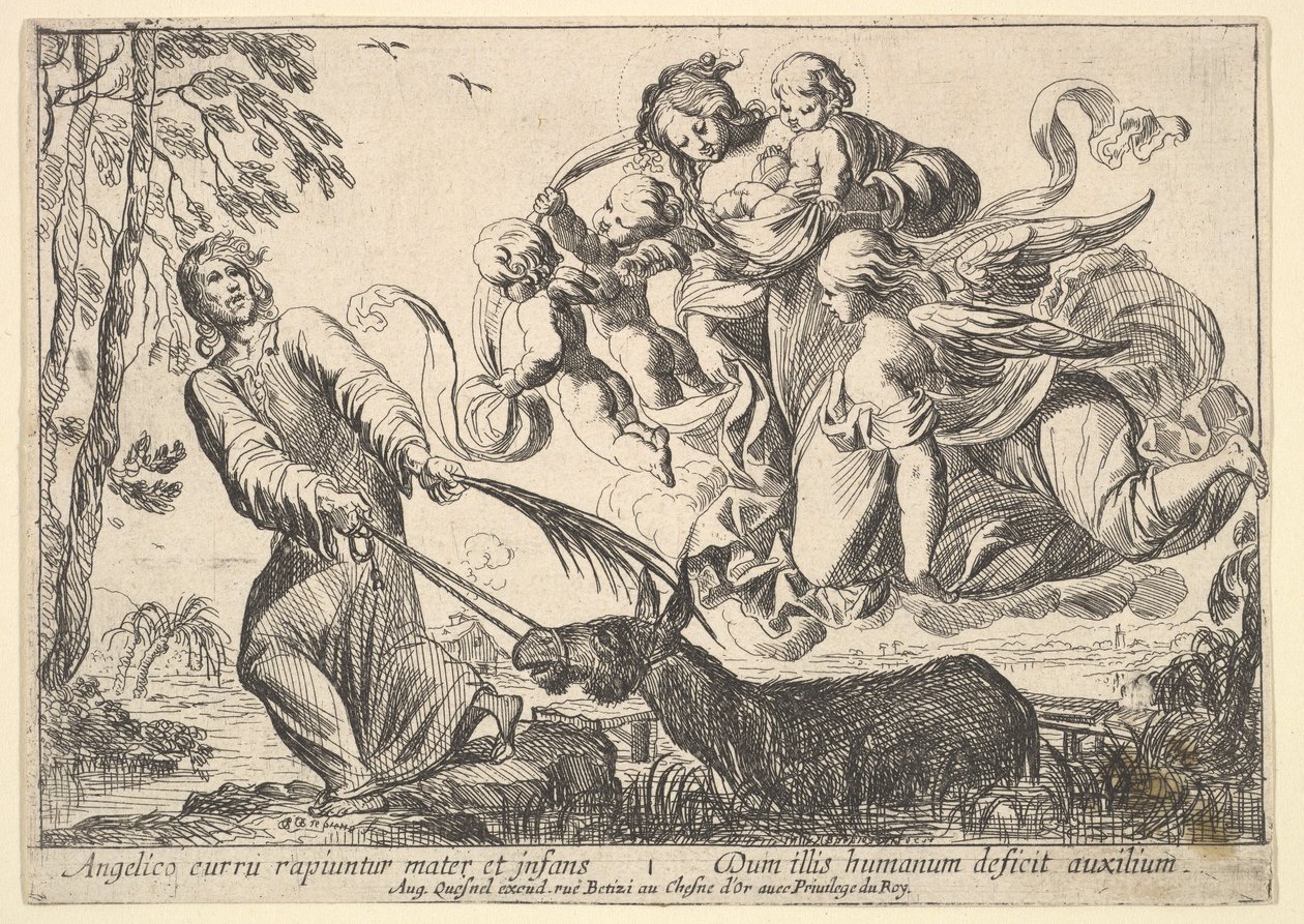 Ángeles Elevando a la Virgen y el Niño, 1610-42 de Pierre Brebiette