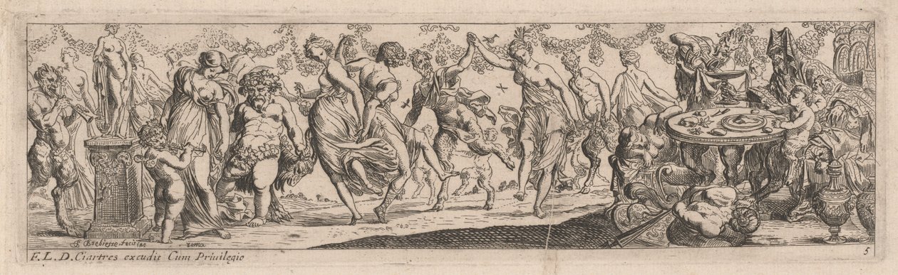 Ninfas y sátiros bailando de Pierre Brebiette