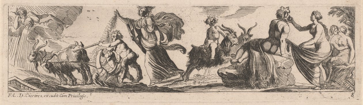 Sátiro conduciendo un par de cabras de Pierre Brebiette