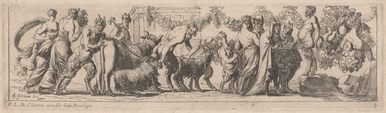 Sátiros Llevando Animales a un Altar de Pierre Brebiette