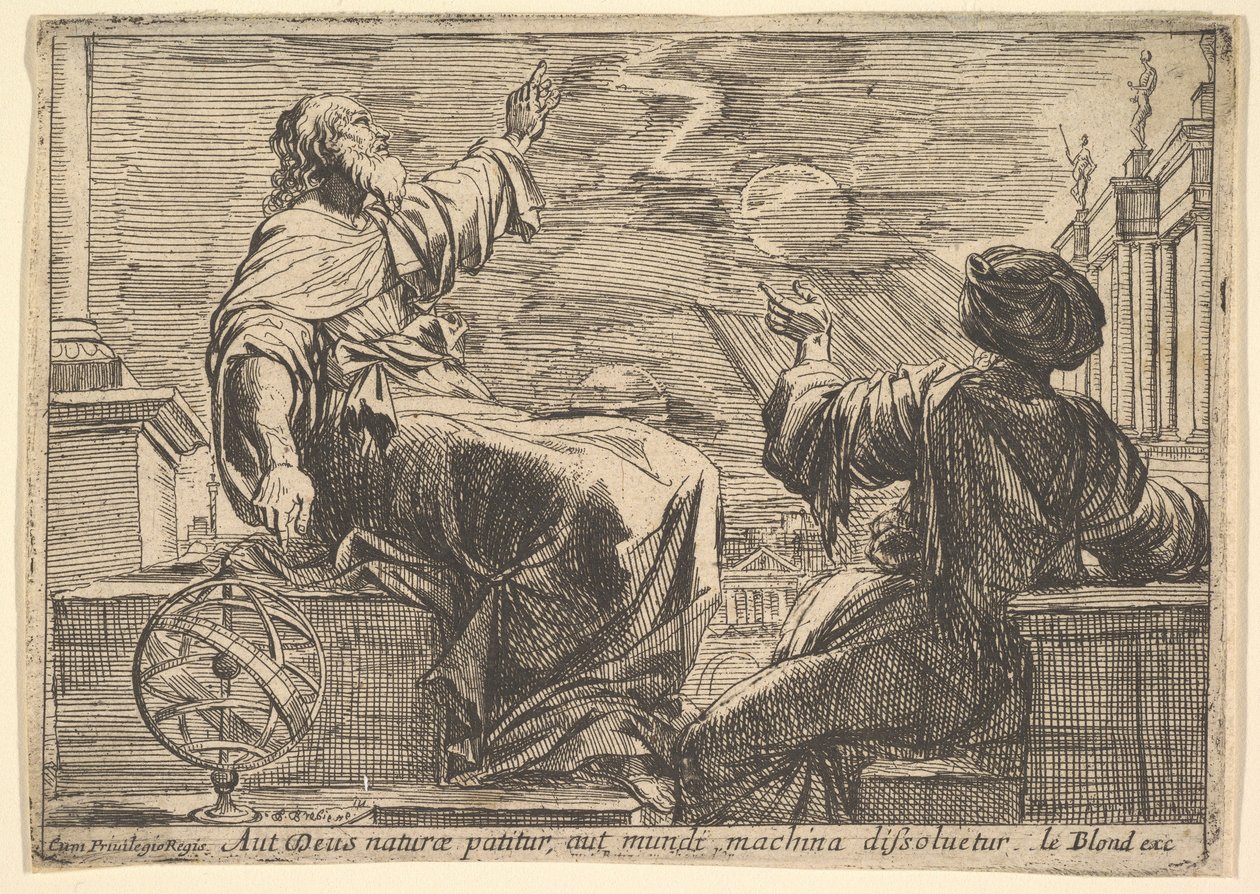 Dos filósofos observando un eclipse, 1615-42 de Pierre Brebiette