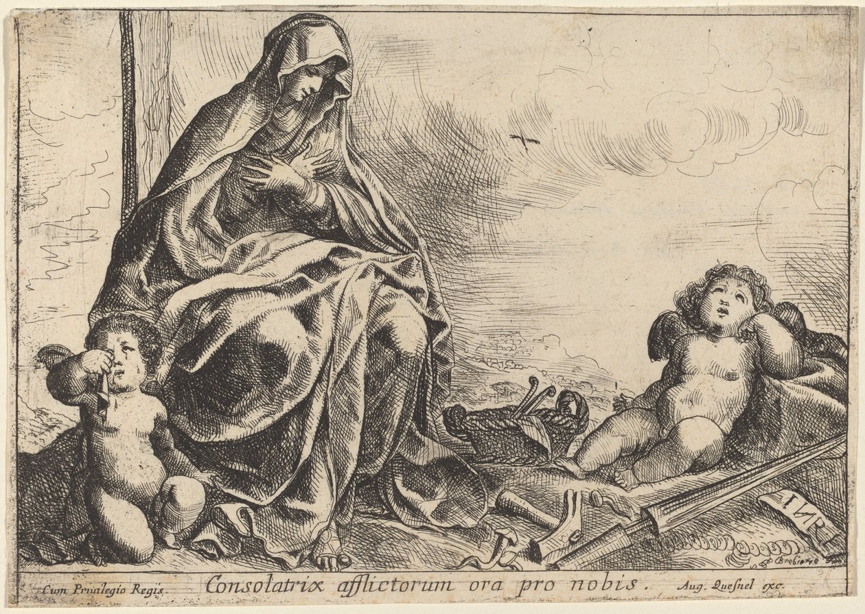 Virgen inclinándose ante los Instrumentos de la Pasión de Pierre Brebiette