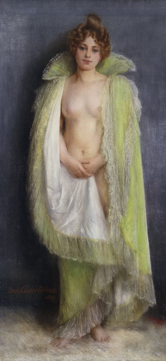 Desnudo con una Capa Verde de Pierre Carrier Belleuse