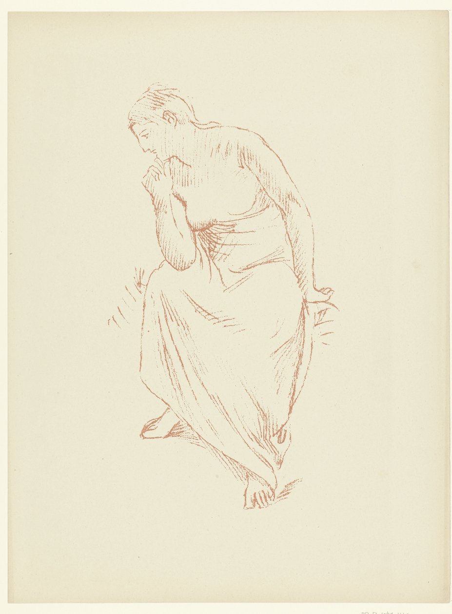 Zittende half naakte vrouw Estudio de una mujer desnuda sentada medio cubierta Estudiar El juicio (título de la serie) de Pierre Cécile Puvis de Chavannes