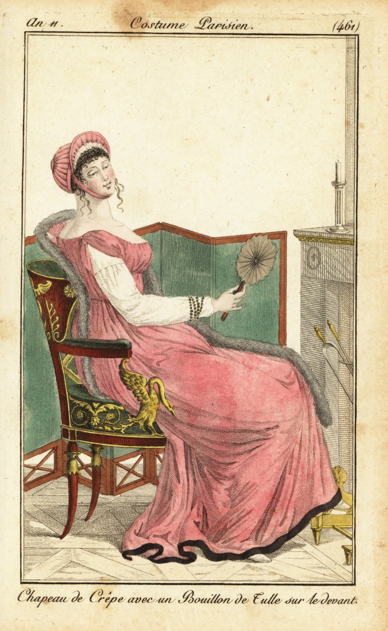Mujer sentada en una silla Imperio en un salón, París de Pierre Charles Baquoy
