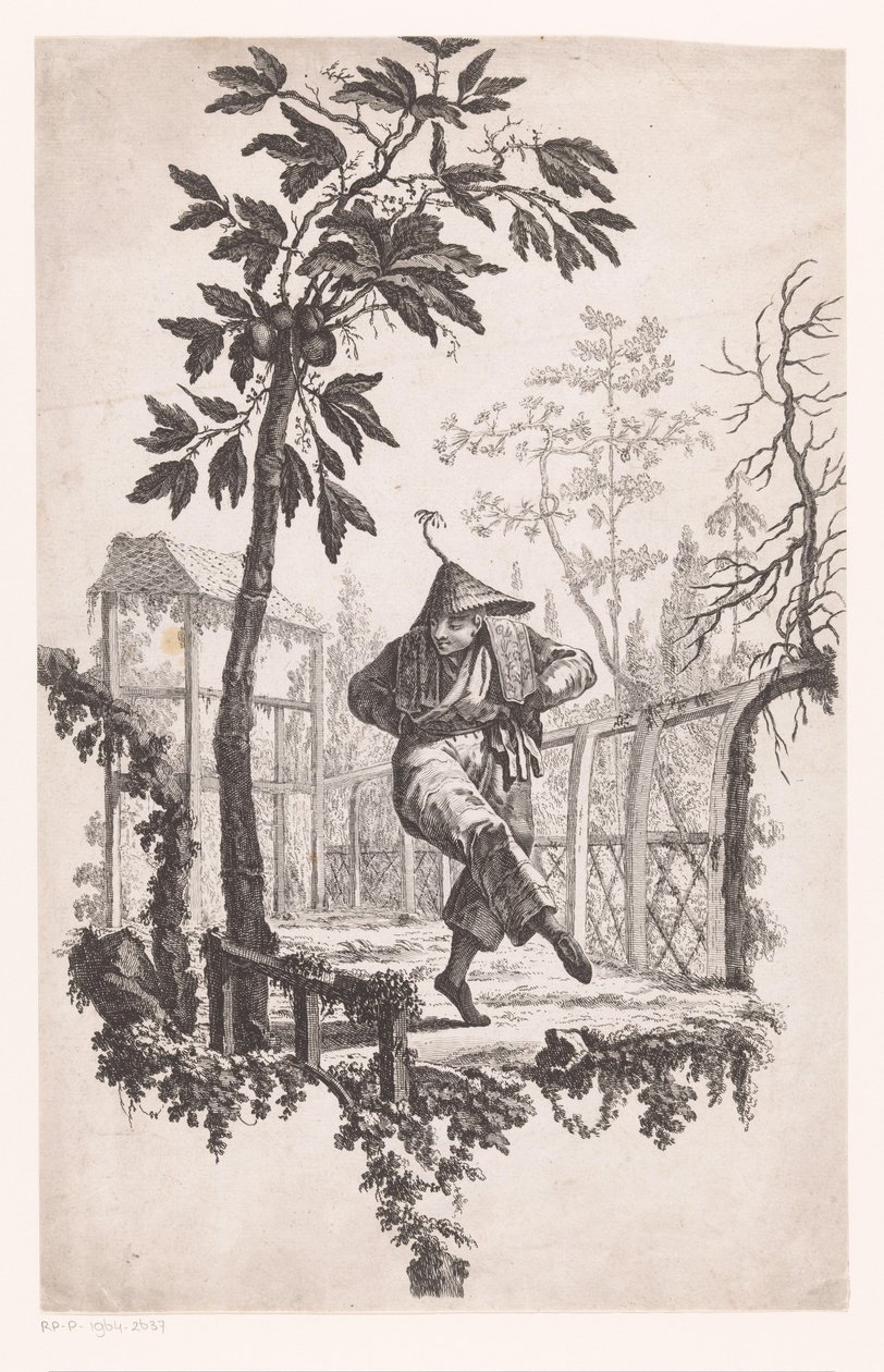 hombre bailando Doce meses (título de la serie) de Pierre Charles Canot