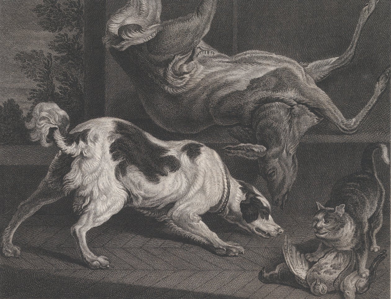 Perros y Naturaleza Muerta, 1778 de Pierre Charles Canot