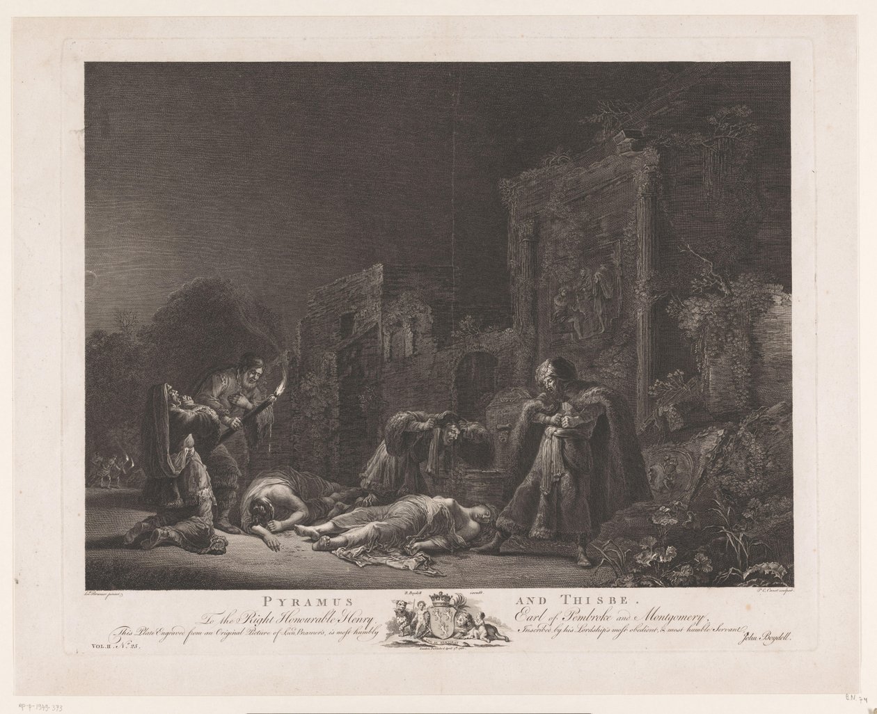 Píramo y Tisbea Píramo y Tisbe (título sobre el objeto) Pinturas principales de Inglaterra (título de la serie) Las pinturas más importantes de Inglaterra (título de la serie) de Pierre Charles Canot