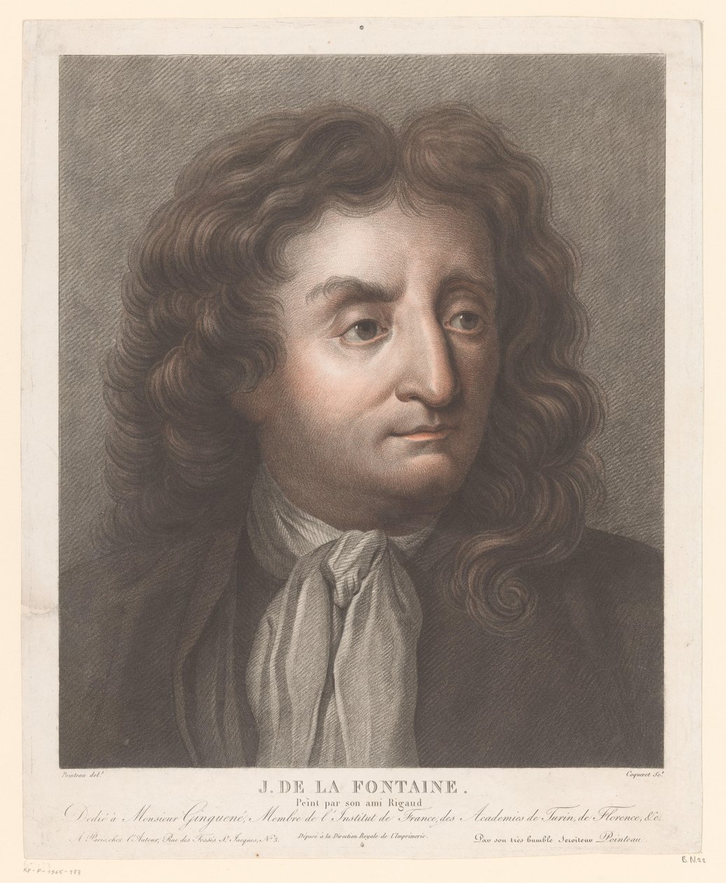 Retrato de Jean de La Fontaine J. de la Fontaine. (título en el objeto) de Pierre Charles Coqueret