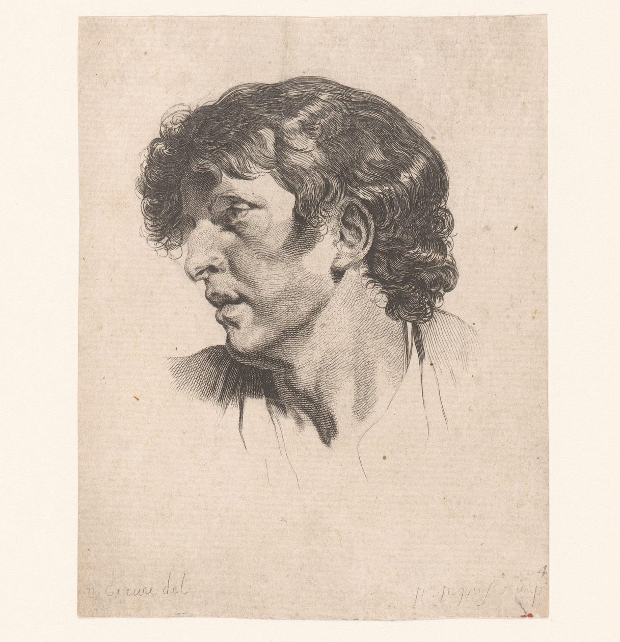 Cabeza de un joven, girada a la izquierda. Cabezas de diferentes figuras (título de la serie) ir Cahier de Têtes de différens Caracteres (título de la serie) de Pierre Charles Ingouf
