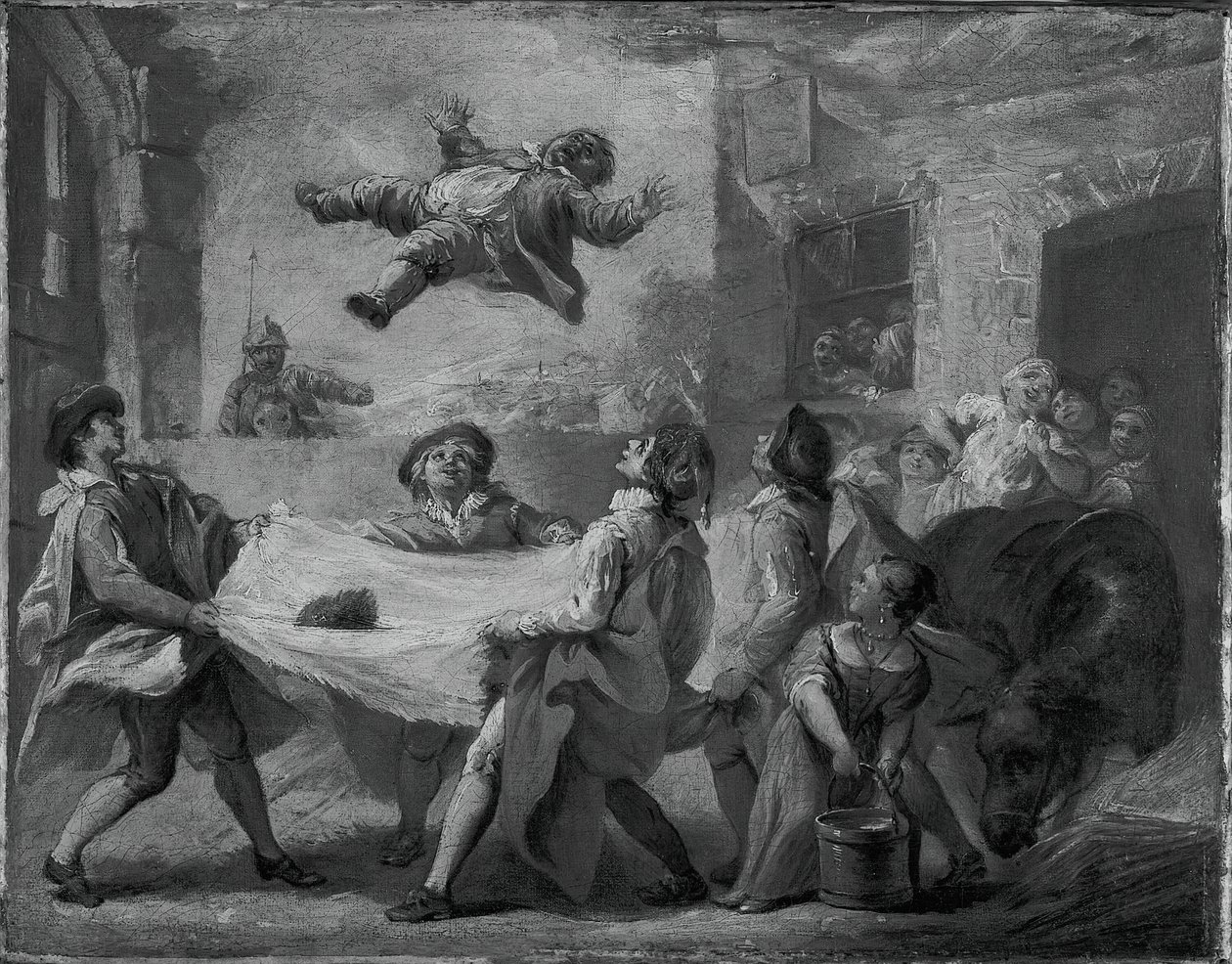 Sancho Panza siendo lanzado en una manta, 1723-1724 de Pierre Charles Tremolieres