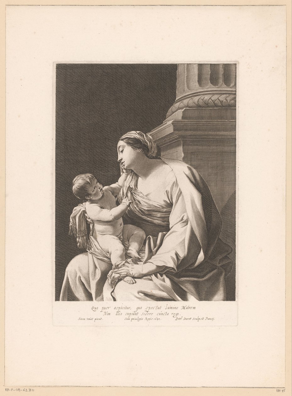 María con el Niño al pie de una columna de Pierre Daret