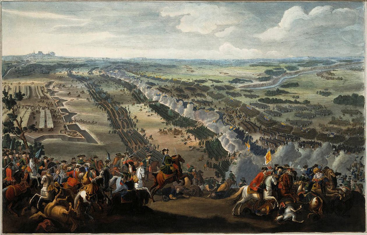 La Batalla de Poltava el 27 de junio de 1709, después de 1724 de Pierre Denis II Martin