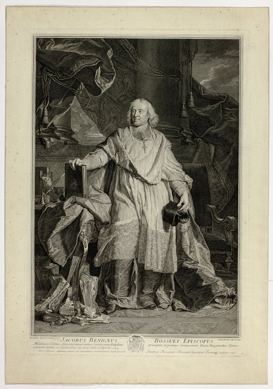 Retrato de Jacques Bénigne Bossuet, Obispo de Meaux de Pierre Drevet