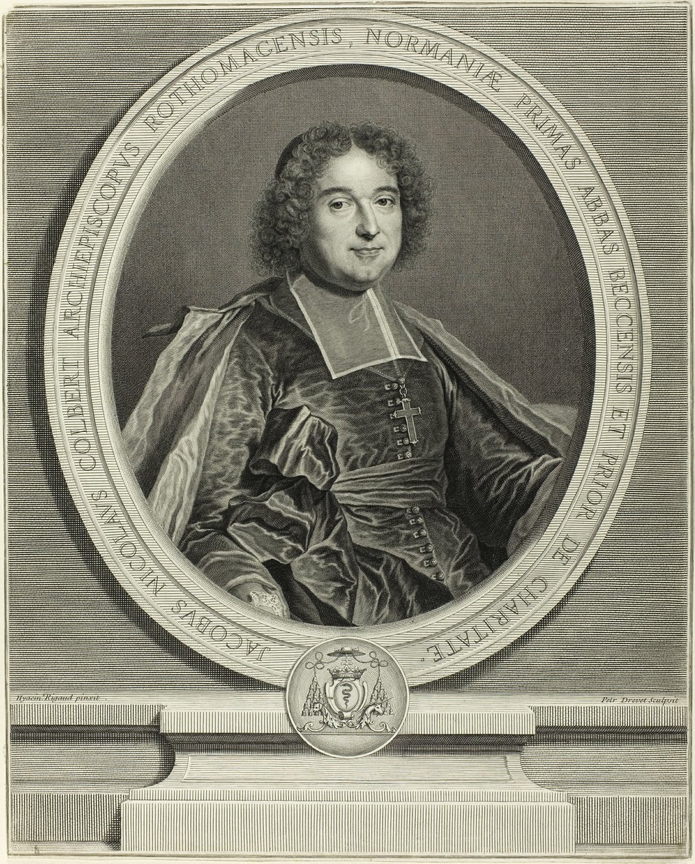 Retrato de Jacques Nicolas Colbert, Arzobispo de Rouen de Pierre Drevet