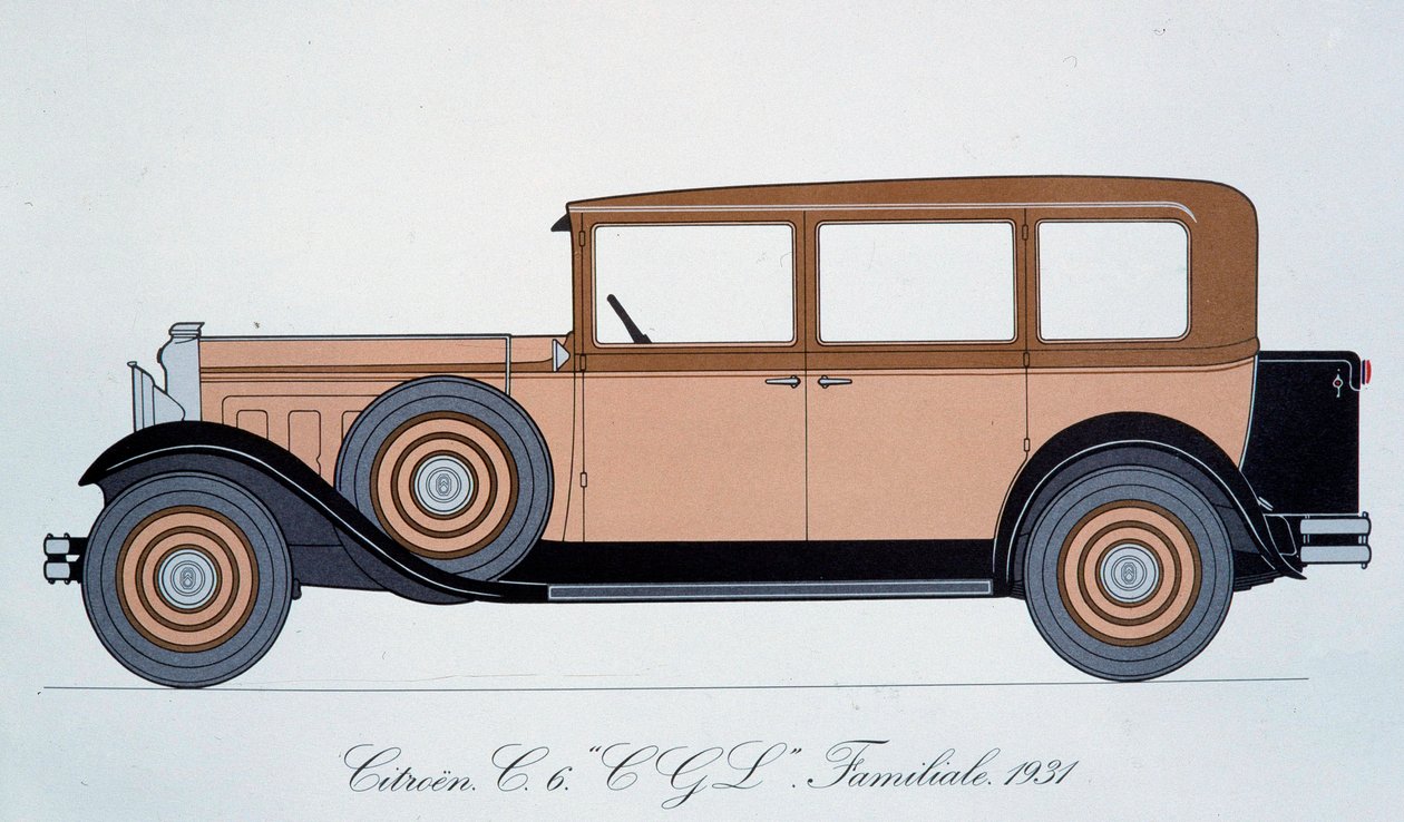 Placa que representa el coche familiar Citroën de 1931 de Pierre Dumont