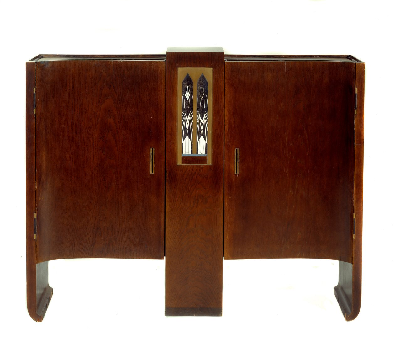 Art Nouveau: gabinete de apoyo hecho en roble, metal y marfil por Pierre Legrain (1889-1929) de Pierre E. Legrain