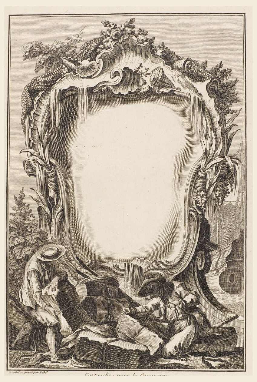 Cartucho para el Comercio (Cartucho Rodeado de Elementos del Comercio Naval) de Pierre Edme Babel