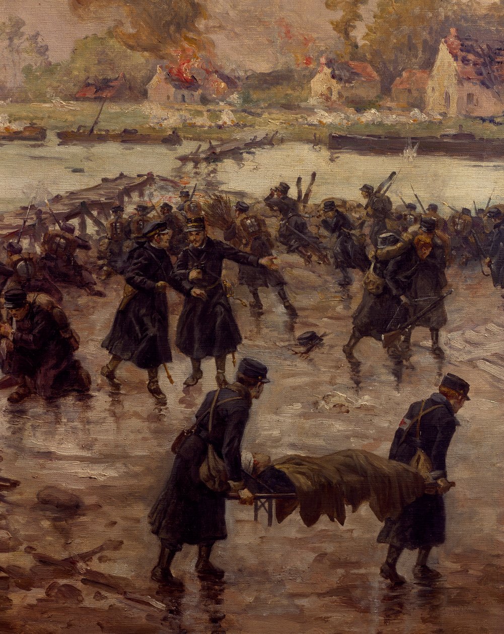 Lucha a lo largo del Yser, octubre de 1914, por Naymark e Ballue, detalle de Pierre Ernest and Neymark Gustave Ballue