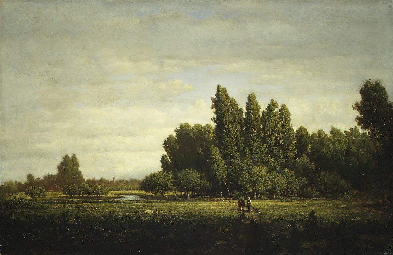 Un prado bordeado de árboles de Pierre Etienne Theodore Rousseau