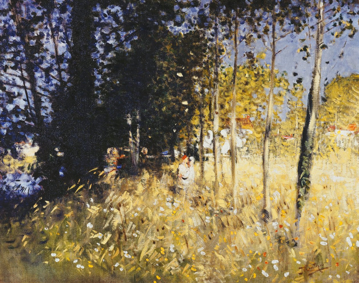 Personajes en la pradera; Personnages dans la Prairie de Pierre Eugene Montezin