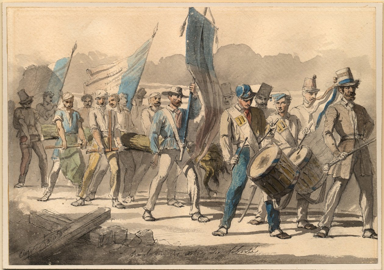 La plantación de un árbol de la libertad en Francia en 1848 de Pierre Eugène Lacoste