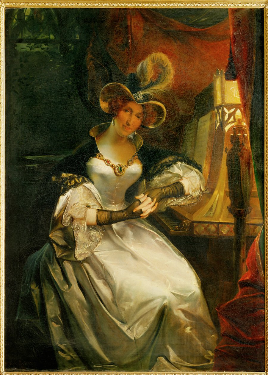 La reina Hortensia Bonaparte, esposa del hermano de Napoleón, Luis, rey de Holanda, y madre de Napoleón III (óleo sobre lienzo) de Pierre Felix Cottrau