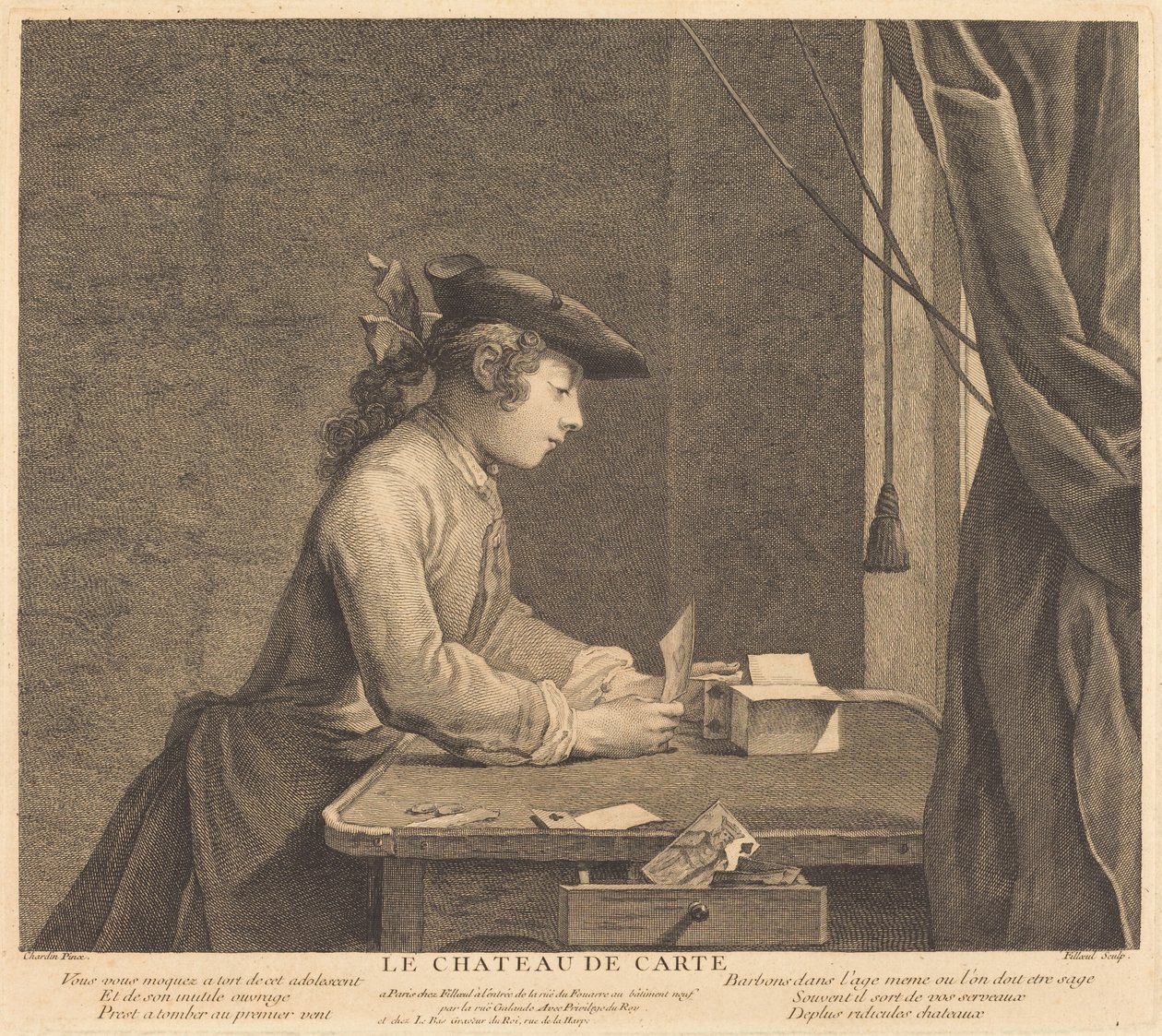 El castillo de naipes de Pierre Filloeul after Jean Siméon Chardin