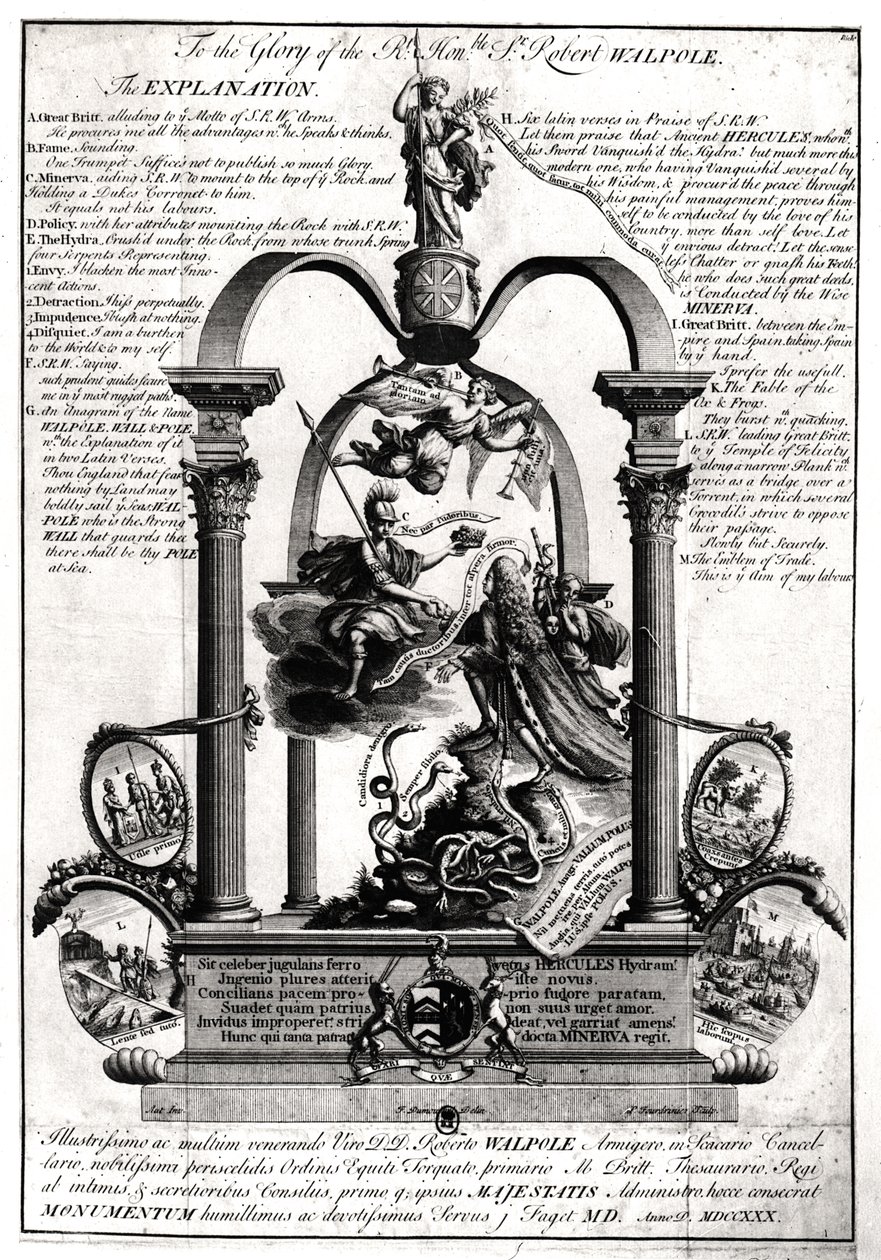 A la gloria del Muy Honorable Robert Walpole (1676-1745) 1er Conde de Orford de Pierre Fourdrinier