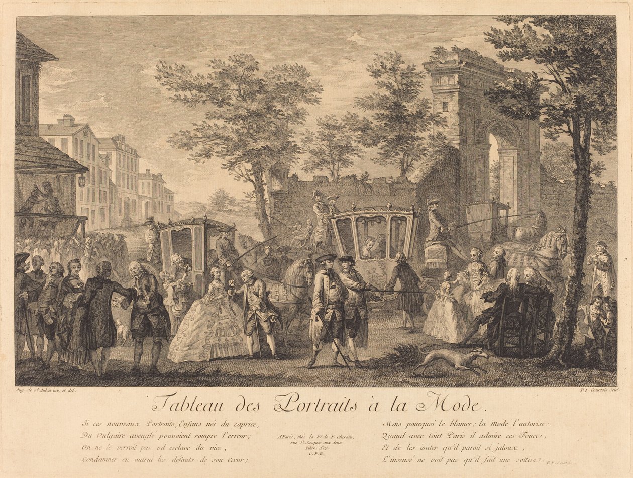 Cuadro de retratos a la moda de Pierre Francois Courtois after Augustin de Saint Aubin