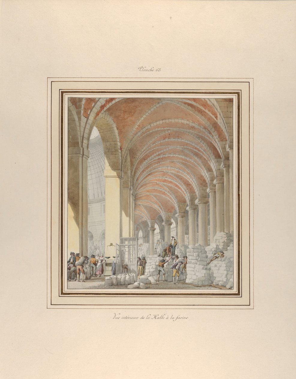 La Halle aux Blés, vista interior, ca. 1810 de Pierre Francois Leonard Fontaine