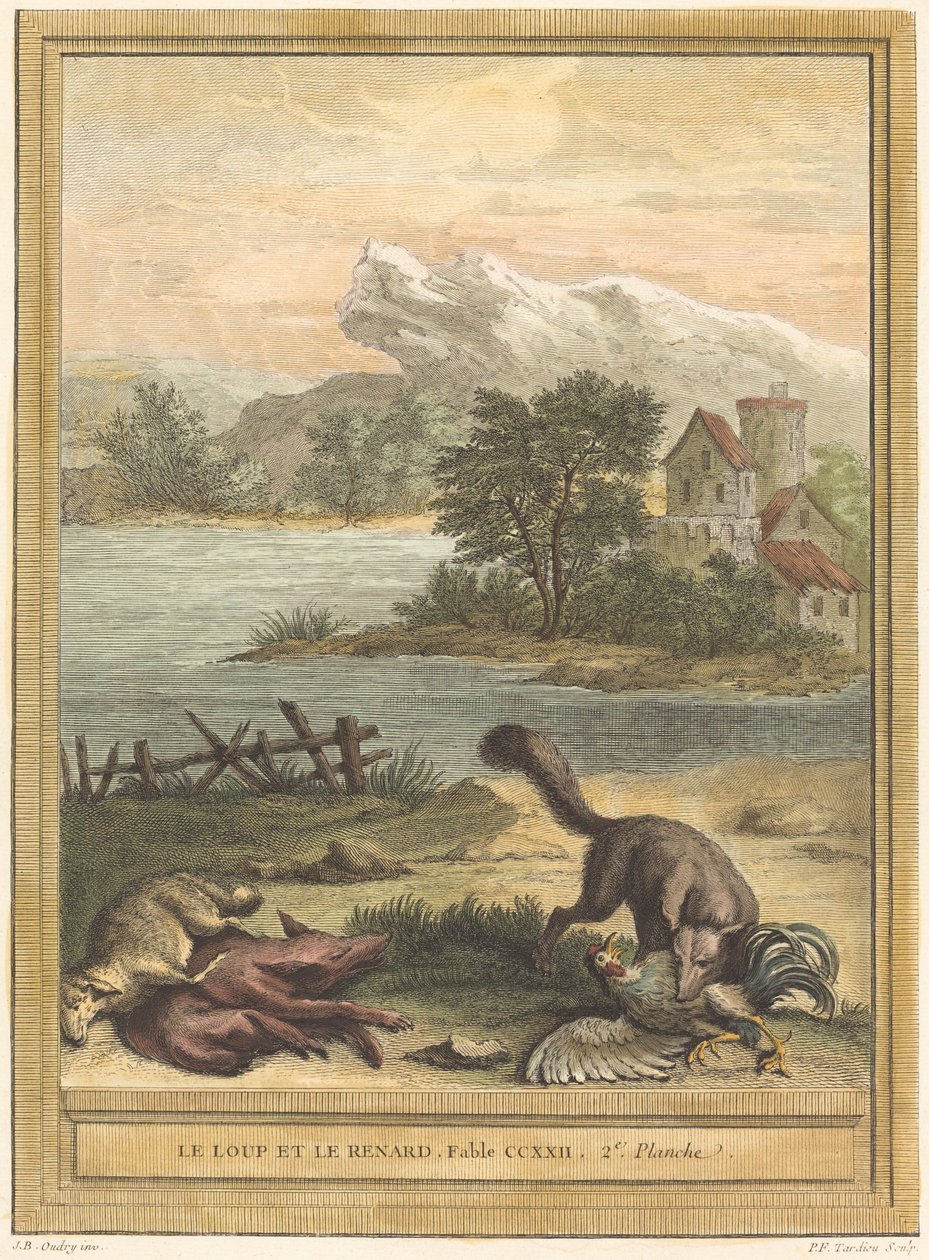 Le loup et le renard de Pierre François Tardieu after Jean Baptiste Oudry