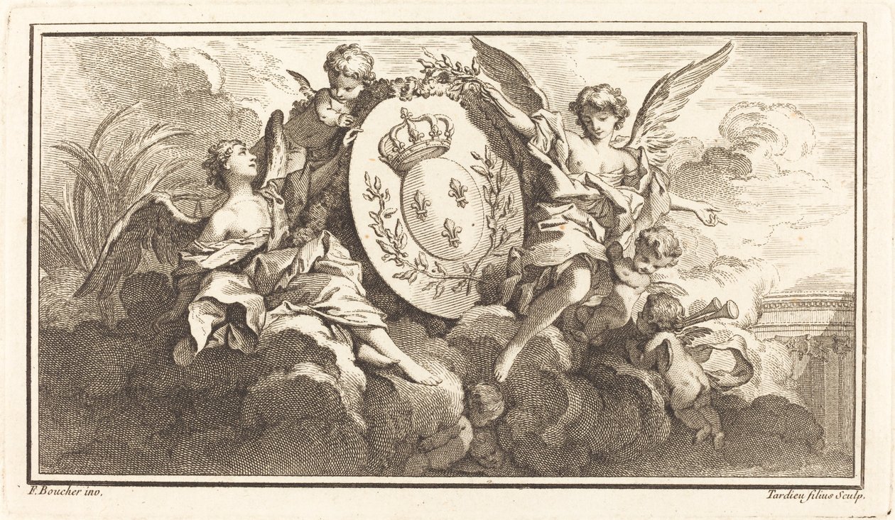 Escudo de armas real de Luis XV de Pierre François Tardieu or Jacques Nicolas Tardieu after François Boucher