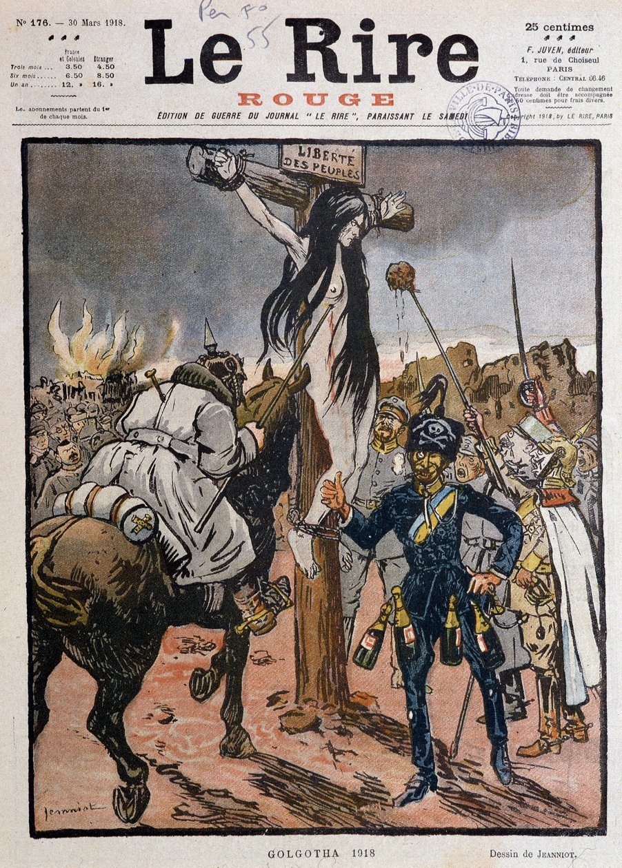 La libertad de los pueblos crucificada (“Gólgota 1918”) - por Jeanniot, en “Le Lire Rouge” del 30/03/1918 (grabado) de Pierre Georges Jeanniot