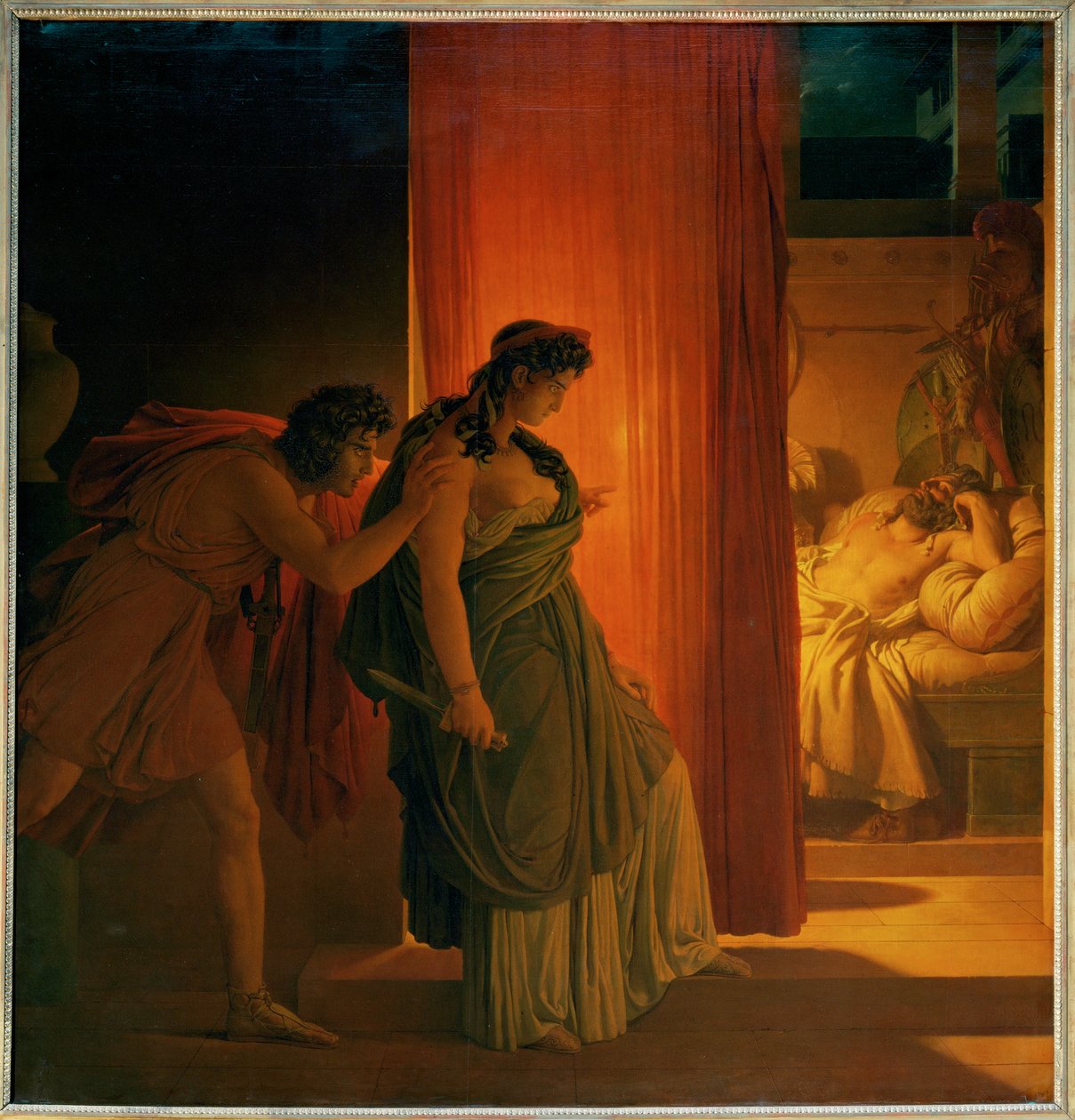 Clitemnestra, dudando antes de matar a su marido dormido ... de Pierre Guérin
