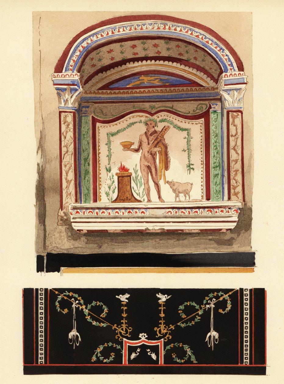 Pintura de nicho de larario dedicada a Hércules en un anexo (Casa del Cenacolo, V) de Pierre Gusman
