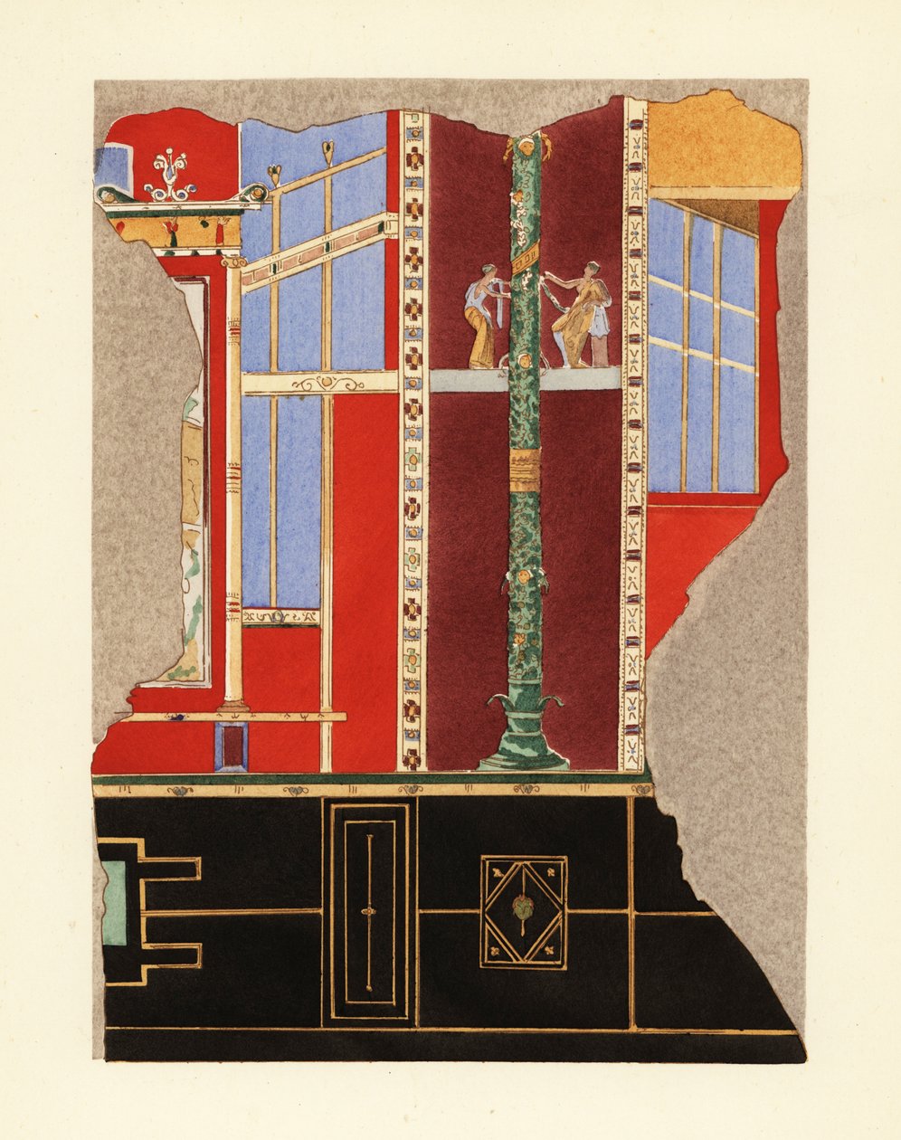 Panel en una habitación de la Casa de Laocoonte, Pompeya, Tercer Estilo Pompeyano de Pierre Gusman