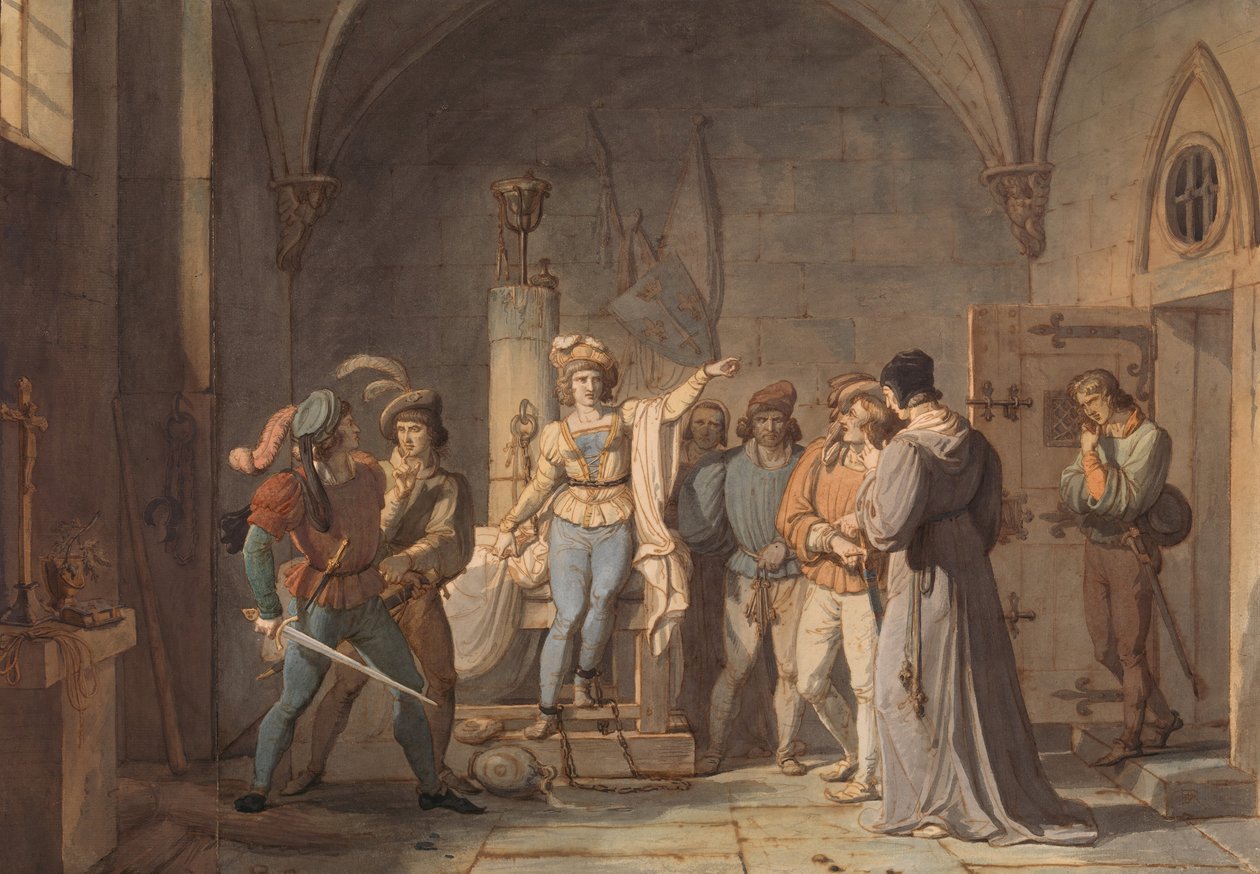 Juana de Arco Prisionera en Ruan, 1819 de Pierre Henri Revoil