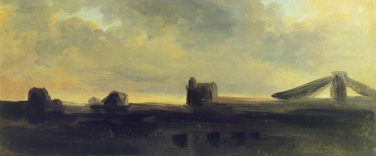 Cielo y tejados, de Pierre Henri de Valenciennes (1750-1819), cartón de Pierre Henri de Valenciennes
