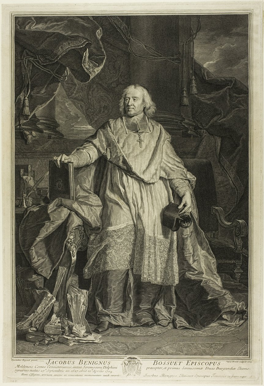 Retrato de Jacques Bénigne Bossuet, Obispo de Meaux de Pierre Imbert Drevet