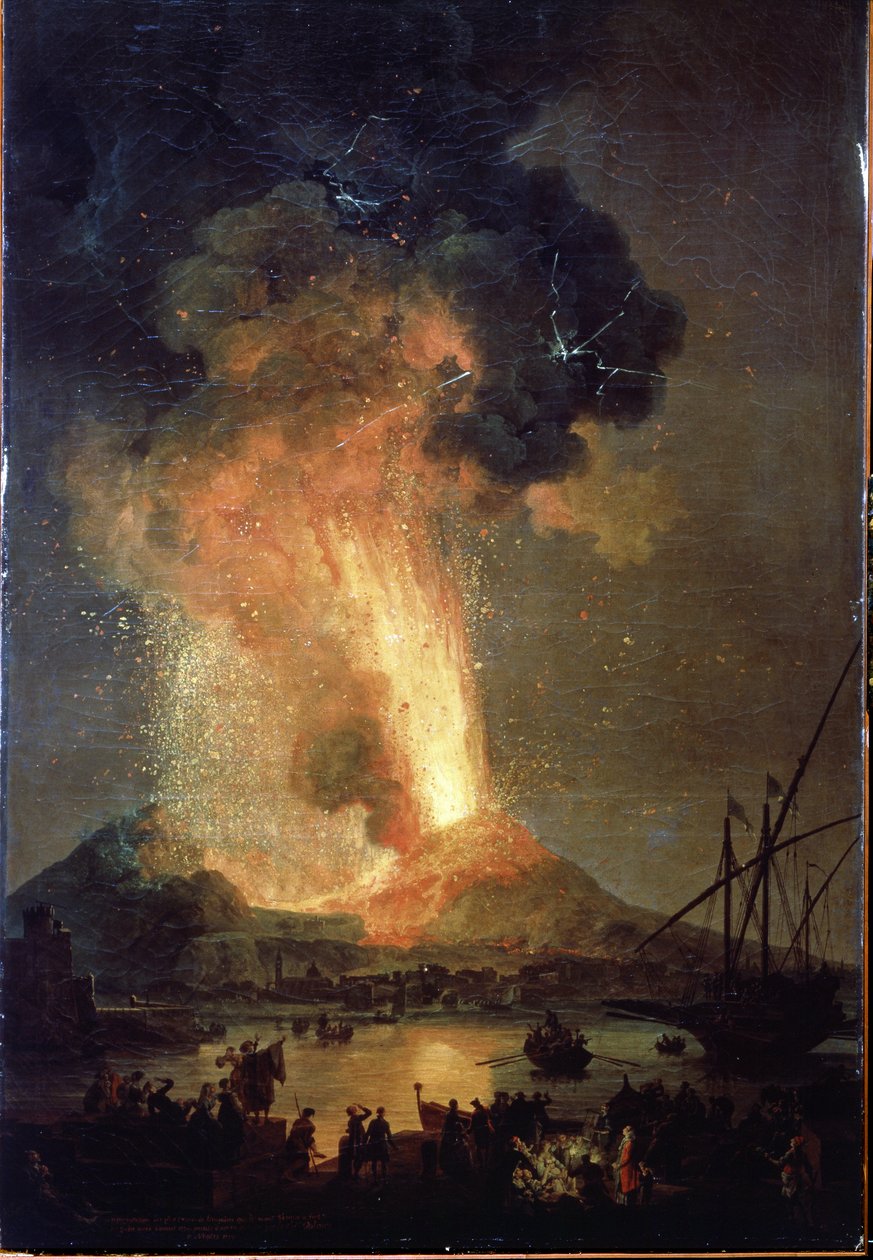 La erupción del Vesubio. Pintura de Pierre-Jacques (Pierre Jacques) Volaire (El caballero Volaire) (1729-1802) Óleo sobre lienzo, 242 x 163 cm de Pierre Jacques Volaire