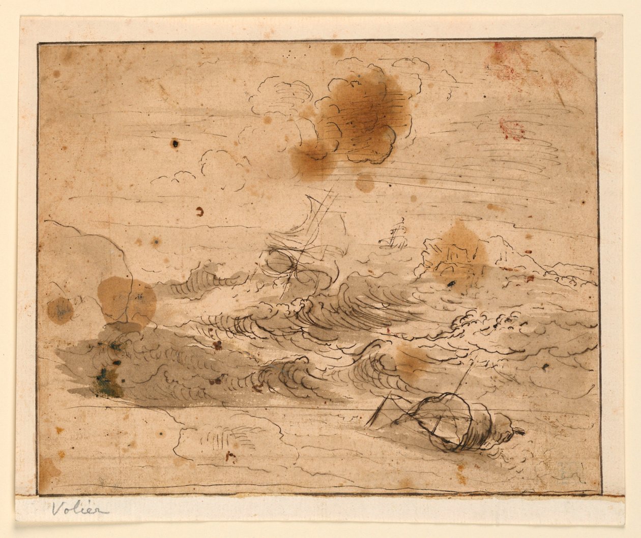 Paisaje marino tormentoso de Pierre Jacques Volaire