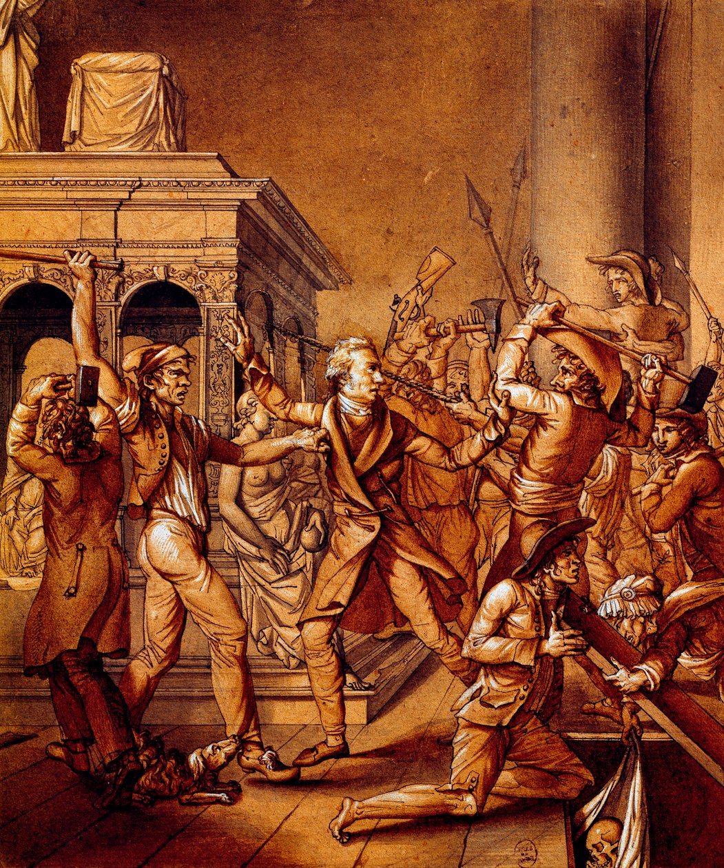 Alexandre Lenoir se opuso a los revolucionarios cuando quisieron destruir la tumba del rey francés Luis XII en la basílica real de Saint Denis en 1793, en la época de la revolución francesa de Pierre Joseph Lafontaine