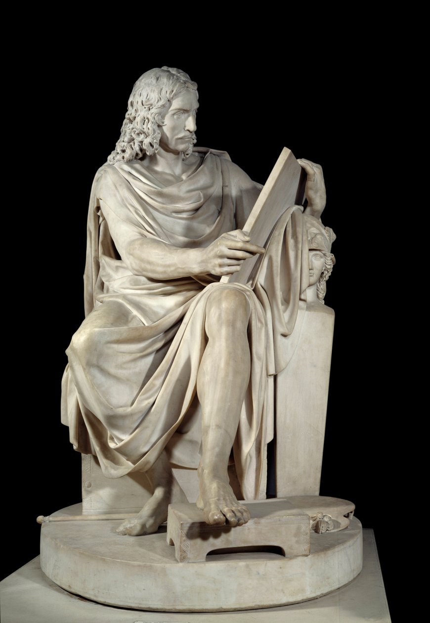 El pintor francés Nicolas Poussin (1594-1660) Escultura de mármol por Pierre Julien (1731-1804) 1804 París, Museo del Louvre de Pierre Julien